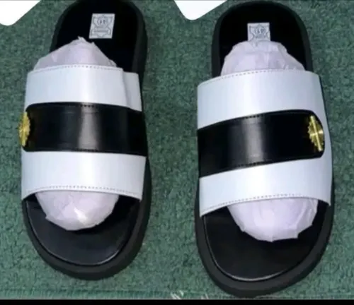 Sandales soft Tchin ST Blanc-Noir avec Boucle Dorée