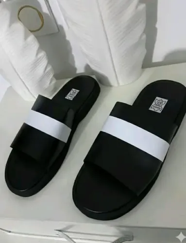 Sandales soft Tchin ST Black à bg éc rayure Banche