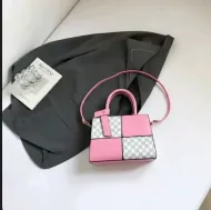 Sac Cabas Damier Rose & Blanc