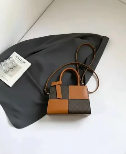 Sac à Main Cabas Marron Bi-colore