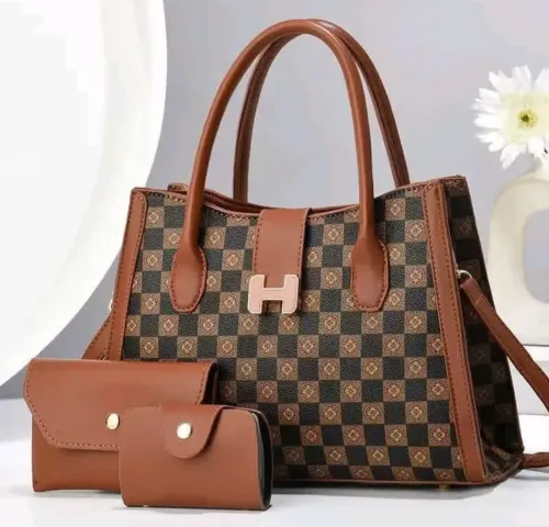 Ensemble Maroquinerie 3 en 1 Chic – Motif Damier et  Floral