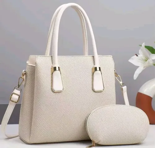 Ensemble Sac à Main & Pochette Assortie couleur Blanche