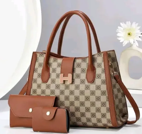 Ensemble Sac Maroquinerie 3-en-1 Couleur marron