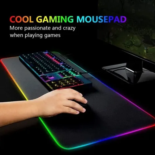 Gn Tapis de Souris Gaming RVB, antidérapant et étanche pour Gamer, Noir (80 x 30 cm)