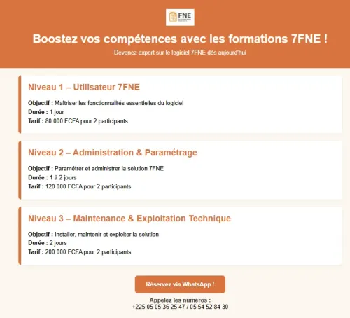 Formation - 7FNE: Niveau 1 – Utilisateur