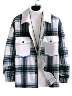 Veste à carreaux bleu et blanc