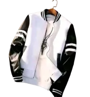 Veste de style varsity noir et blanc