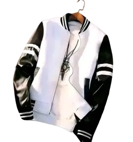 Veste de style varsity noir et blanc